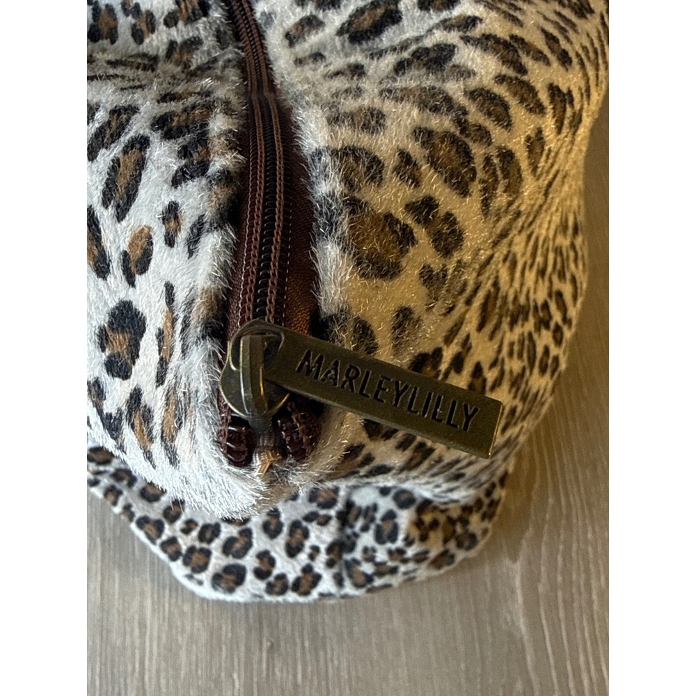 Marleylilly Leopard Print Tote Bag Faux Calf Hair Animal Print Travel Carryall - Picture 8 of 13